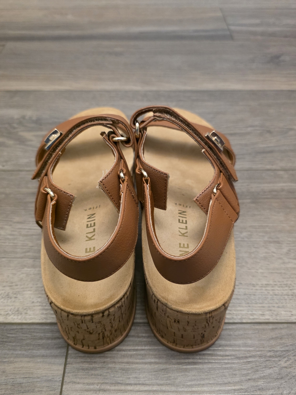 Anne Klein Violette Cognac Leather Platform Wedge Sandals – Size 9 - Picture 3 of 8